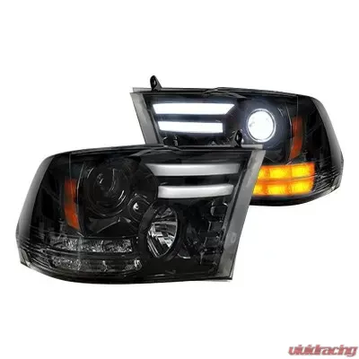 Recon Truck Accessories Projector Headlights Smoked Black Dodge Ram 1500 14-17 - 264276BKC