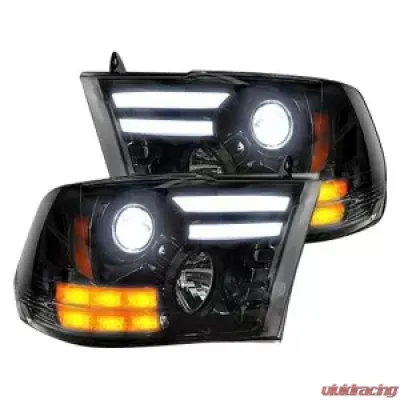 Recon Truck Accessories Projector Headlights Smoked Black Dodge Ram 1500 14-17 - 264276BKC