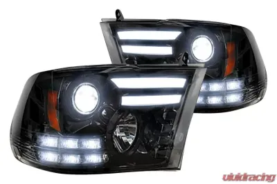 Recon Truck Accessories Projector Headlights Smoked Black Dodge Ram 1500 14-17 - 264276BKC