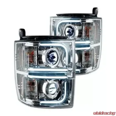 Recon Truck Accessories Projector Headlights Clear Chrome Chevrolet Silverado 14-17 - 264296CLC