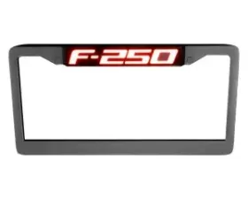 Recon Truck Accessories Black Billet Aluminum License Plate Frame Red Illuminated Logo Ford F250