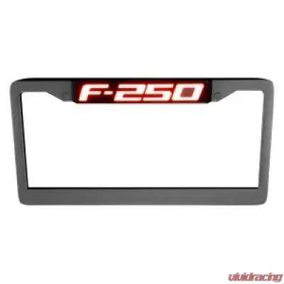 Recon Truck Accessories Black Billet Aluminum License Plate Frame Red Illuminated Logo Ford F250 - 264311F250