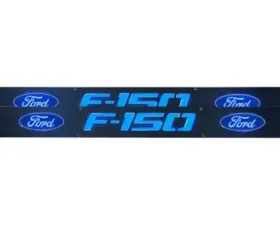Recon Truck Accessories Billet Aluminum Door Sill Black Finish Ford F150 Logo In Blue Illumination Ford F150 09-14