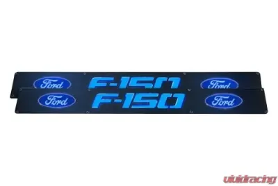 Recon Truck Accessories Billet Aluminum Door Sill Black Finish Ford F150 Logo In Blue Illumination Ford F150 09-14 - 264321FDBK