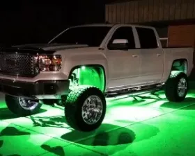 Recon Truck Accessories Under Body Wheel Well Mounted Rectangular Ultra High Power Cree LED Green
