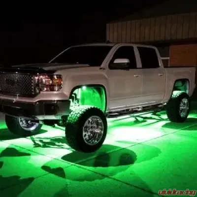 Recon Truck Accessories Under Body Wheel Well Mounted Rectangular Ultra High Power Cree LED Green - 264515GR