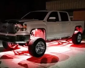 Recon Truck Accessories Under Body Wheel Well Mounted Rectangular Ultra High Power Cree LED Red