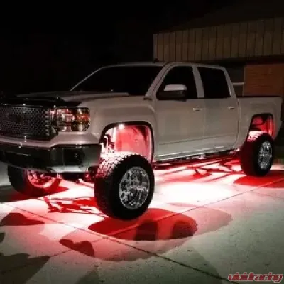 Recon Truck Accessories Under Body Wheel Well Mounted Rectangular Ultra High Power Cree LED Red - 264515RD
