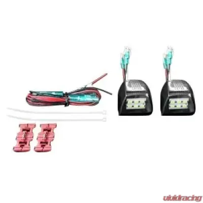 Recon Truck Accessories 3 Watt White LED License Plate Illumination Kit w/Red LED Rear Facing Running Lights - 264904