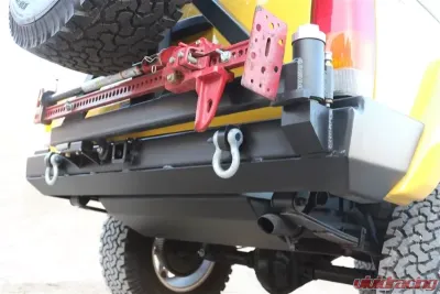 Rockhard 4x4 Bushwacker Flat Flares Patriot Series Rear Bumper w/ Tire Carrier Jeep Cherokee XJ 1984-2001 - RH-1013-D