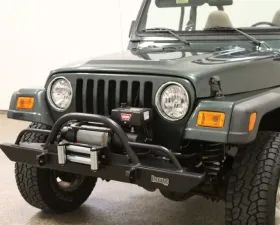 Rockhard 4x4 Black Full Width Legendary Straight Up Hoop w/Tube Extensions Front Bumper Jeep Wrangler CJ | YJ | TJ | LJ 1976-2006
