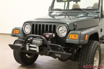 Rockhard 4x4 Black Full Width Legendary Straight Up Hoop w/Tube Extensions Front Bumper Jeep Wrangler CJ | YJ | TJ | LJ 1976-2006 - RH-4005-CX60