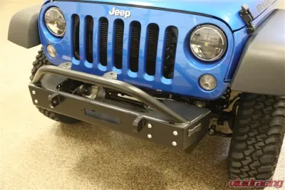 Rockhard 4x4 Aluminum Patriot Series Grille Width Front Bumper w/Lowered Winch Plate Jeep Wrangler JK 2007-2018 - RH-5042