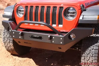 Rockhard 4x4 Aluminum Patriot Series Full Width Front Bumper w/Lowered Winch Plate Jeep Wrangler JL | Gladiator JT 2018+ - RH-90245