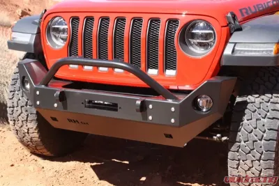 Rockhard 4x4 Aluminum Patriot Series Mid-Width Front Bumper w/Lowered Winch Plate Jeep Wrangler JL | Gladiator JT 2018+ - RH-90248