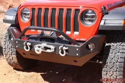 Rockhard 4x4 Aluminum Patriot Series Mid-Width Front Bumper w/Lowered Winch Plate Jeep Wrangler JL | Gladiator JT 2018+ - RH-90248