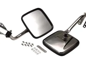 Kentrol Mirror Kit Pair Polished Silver Jeep CJ 1955-1986