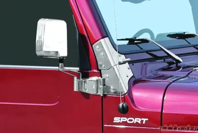 Kentrol Windshield Hinge Pair Polished Silver for Jeep TJ 1997-2006 - 30477