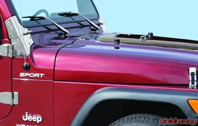 Kentrol Windshield Tie Down Kit Polished Silver for Jeep TJ | JK 1997-2018 - 30503