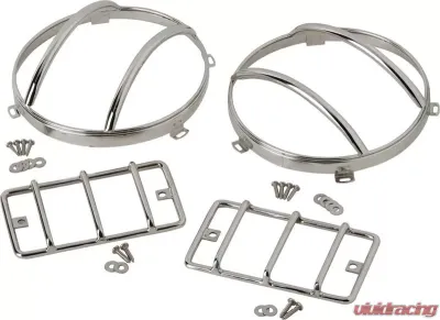 Kentrol Euro Light Guard Set, 4 Pieces, Polished Silver, Fits Jeep TJ 1997-2006 - 30557