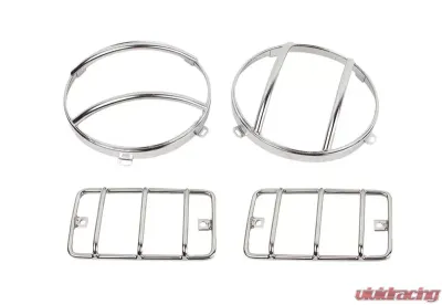 Kentrol Euro Light Guard Set, 4 Pieces, Polished Silver, Fits Jeep TJ 1997-2006 - 30557