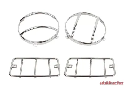 Kentrol Euro Light Guard Set, 4 Pieces, Polished Silver, Fits Jeep TJ 1997-2006 - 30557
