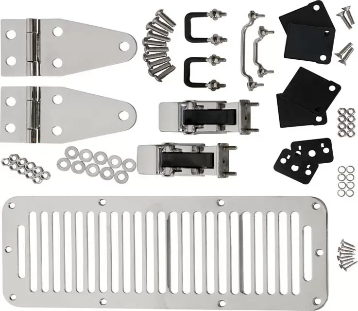再再販！ Hood Kentrol Kit Jeep Silver Polished Catch Hood Style TJ w/ リラクゼーショングッズ