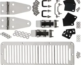 Kentrol Hood Kit with TJ Style Hood Catch Polished Silver for Jeep CJ YJ 1978-1995