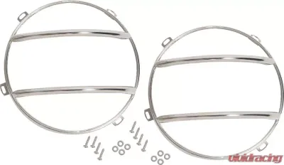 Kentrol Euro Headlight Guards Pair Polished Silver for Jeep JK 2007-2018 - 30573