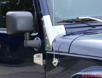 Kentrol Windshield Supports Pair Polished Silver for Jeep JK 2007-2018 - 30574