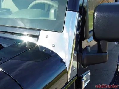 Kentrol Windshield Supports Pair Polished Silver for Jeep JK 2007-2018 - 30574