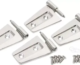 Kentrol Door Hinge Set, 4 Pieces, Polished Silver, Fits Jeep JK 2007-2018