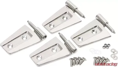 Kentrol Door Hinge Set, 4 Pieces, Polished Silver, Fits Jeep JK 2007-2018 - 30575
