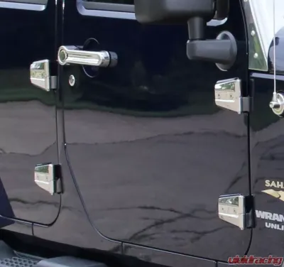 Kentrol Door Hinge Set 8 Pieces Polished Silver for Jeep JK 2007-2018 - 30576