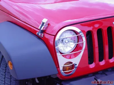 Kentrol Headlight Guards Pair Polished Silver for Jeep JK 2007-2018 - 30579