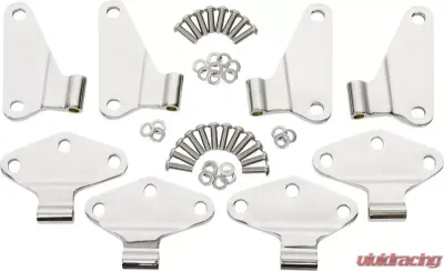 Kentrol Body Door Hinge Set 8 Pieces Polished Silver for Jeep JK 2007-2018 - 30581
