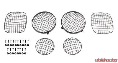 Kentrol Wire Mesh Guard Set 6 Pieces Powdercoat Black for Jeep CJ 1976-1986 - 50465