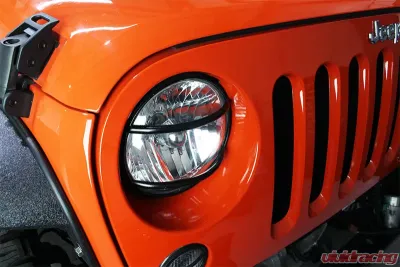 Kentrol Euro Headlight Guards Pair Textured Black for Jeep JK 2007-2018 - 80573