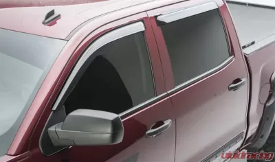 EGR Dark Smoke Tape-On 4pc Window Visors Chevrolet Silverado | GMC Sierra Crew Cab 2014-2018 - 641771