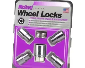 McGard Chrome Wheel Lock Nut Set 4 pack Regular Shank Seat 1/2-20|13/16 Hex|1.38in. Length