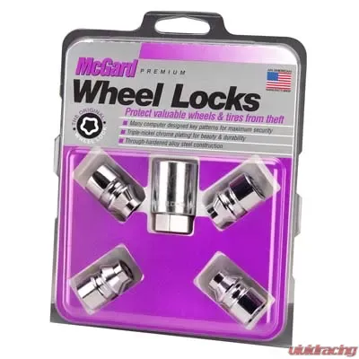 McGard Wheel Lock Nut Set - 4pk. (Uni-Lug) M12X1.5 / 13/16 Hex / .197in. Shank / 1.375in. L - Chrome - 24022