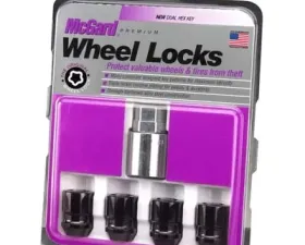McGard Wheel Lock Nut Set - 4pk. (Cone Seat) 1/2-20 / 3/4 & 13/16 Dual Hex / 1.28in. Length - Black