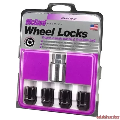 McGard Wheel Lock Nut Set - 4pk. (Cone Seat) 1/2-20 / 3/4 & 13/16 Dual Hex / 1.28in. Length - Black - 24025