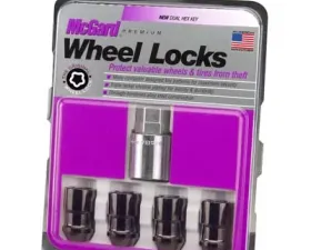 McGard Wheel Lock Nut Set - 4pk. (Cone Seat) 1/2-20 / 3/4 & 13/16 Dual Hex / 1.46in. Length - Black