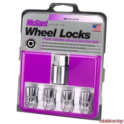 McGard Wheel Lock Nut Set - 4pk. (Cone Seat) 1/2-20 / 3/4 & 13/16 Dual Hex / 1.46in. Length - Chrome - 24130