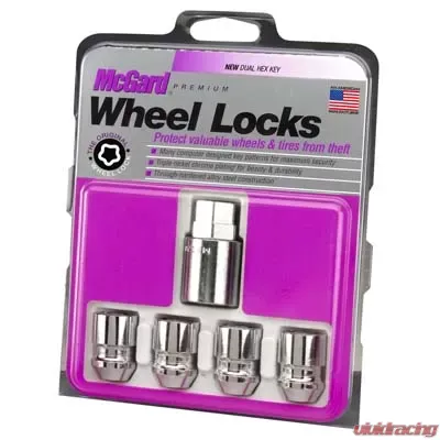 McGard Wheel Lock Nut Set - 4pk. (Cone Seat) 1/2-20 / 3/4 & 13/16 Dual Hex / 1.28in. Length - Chrome - 24193