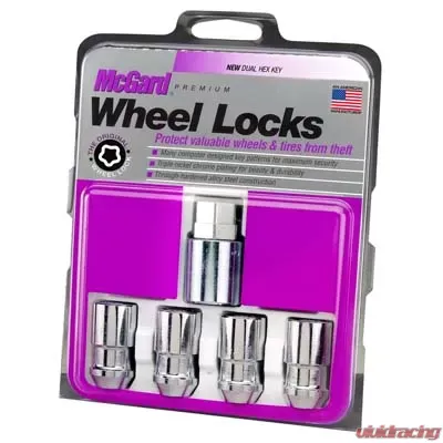 McGard Wheel Lock Nut Set - 4pk. (Cone Seat) 1/2-20 / 3/4 & 13/16 Dual Hex / 1.66in. Length - Chrome - 24198