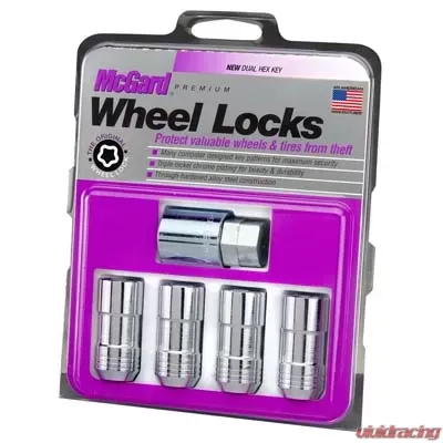 McGard Wheel Lock Nut Set - 4pk. (Cone Seat) M14X1.5 / 21mm & 22mm Dual Hex / 1.965in. L - Chrome - 24210