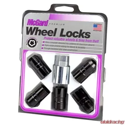 McGard Wheel Lock Nut Set - 5pk. (Cone Seat) M14X1.5 / 22mm Hex / 1.639in OAL - Black - 24516