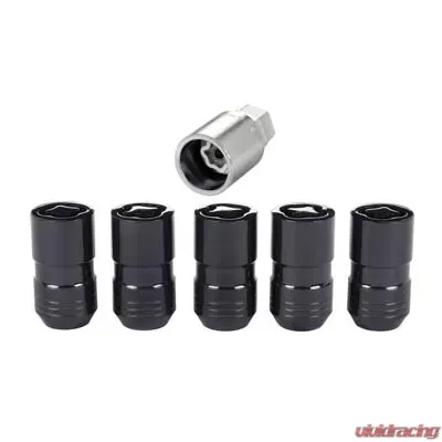 McGard Wheel Lock Nut Set - 5pk. (Cone Seat) M14X1.5 / 22mm Hex / 1.639in OAL - Black - 24516